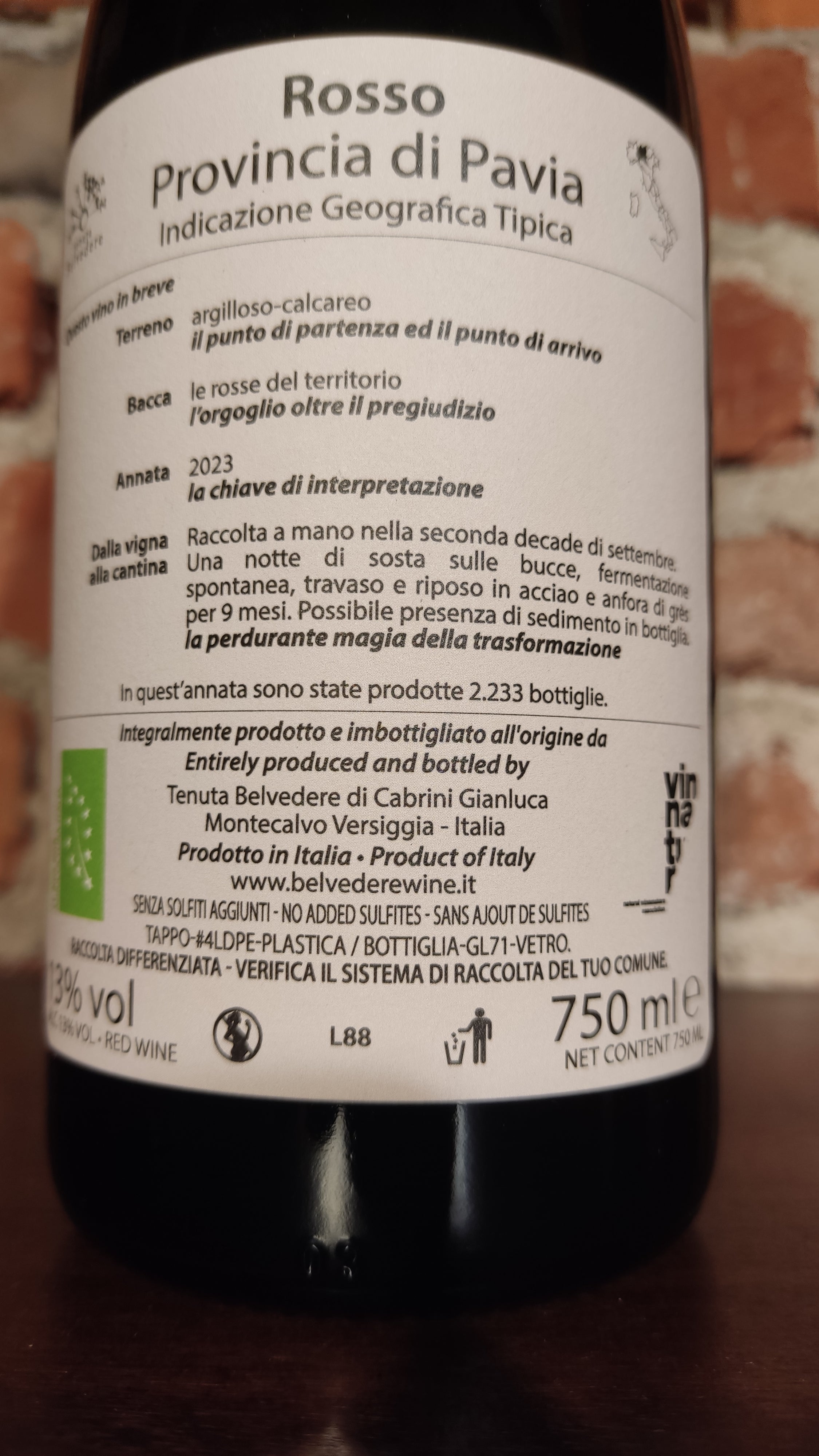 Vino Rosso Thres Sommelier di Tenuta Belvedere